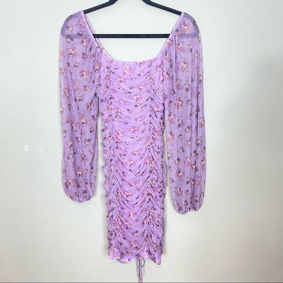 🆕VICI WILLIAM B Lavender Floral Ruched Long Sleeve - Picture 6 of 13